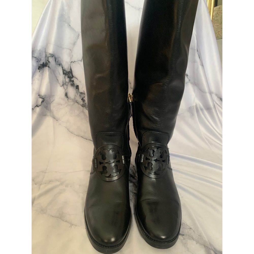 Tory Burch black flat leather riding boots 6 6.5